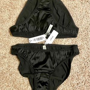 2 Aritzia Wilfred Bikini Black Satin Silk Panties